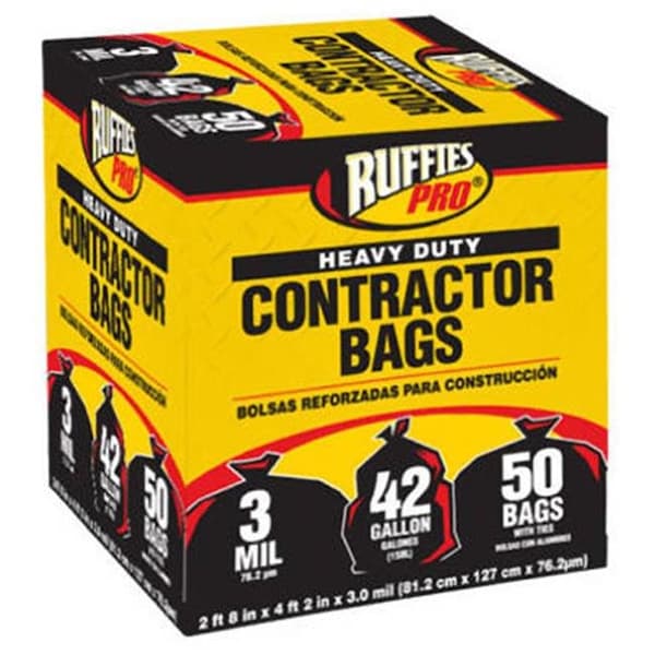 Berry Plastics 1190274 50 Pack; 42 Gallon; Black Contractor Bag
